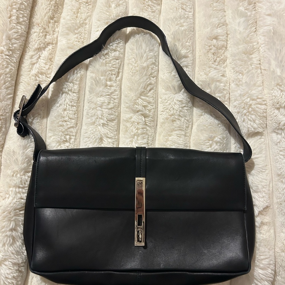 Black Leather Men's Shoulder Bag